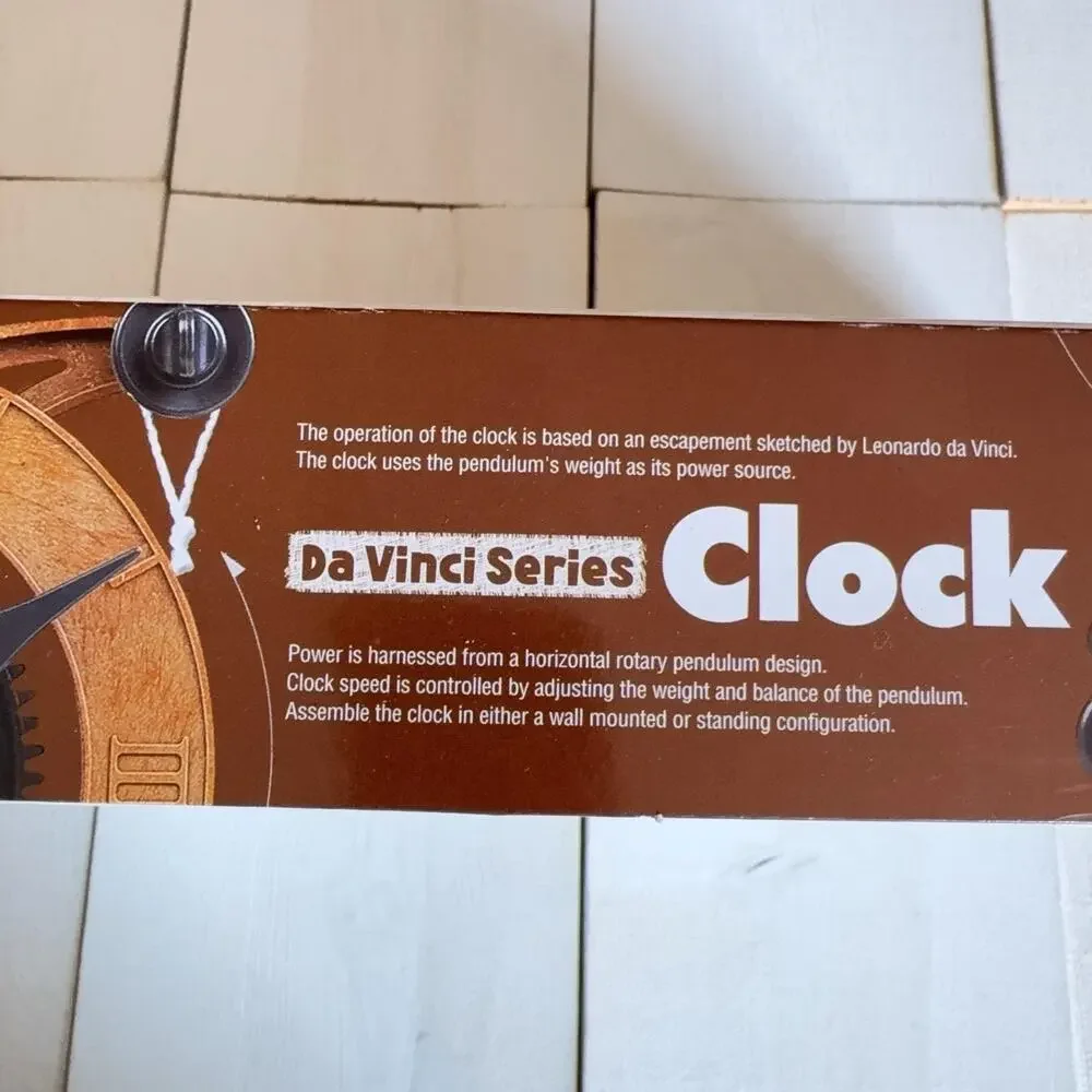 Academy Da Vinci Series Clock Plastic Model Kit Brown Working Pendulum 18150